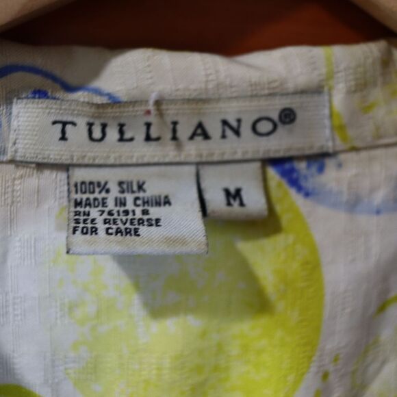 Tulliano Casual Blue and Yellow Button Down Shirt with Playful Print Medium - Picture 10 of 10